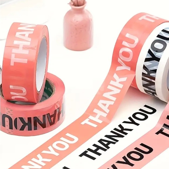 Packaging Tape Pink Thank You Tape 1 Roll - Picture 3 of 5